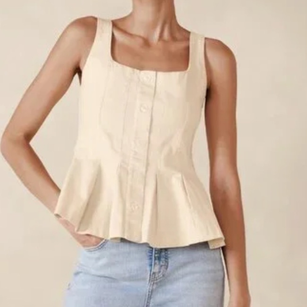 Women's Cream Button-Down Top